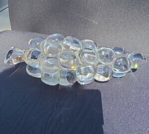 Vintage Signed Steuben Crystal Grapes Cluster Figurine Paperweight Art Glass